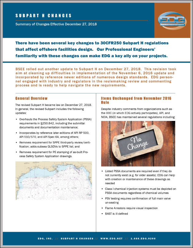 Subpart H Changes EDG Inc