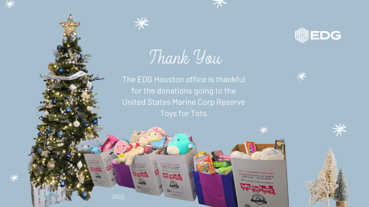EDG Houston Community Service Toys for Tots drive 2025
